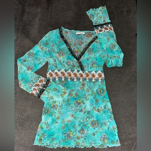 Promod Floral Mesh Sequin Top - Picture 1 of 4